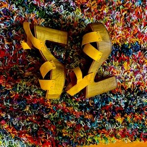 Yellow Suede Platform Sandals